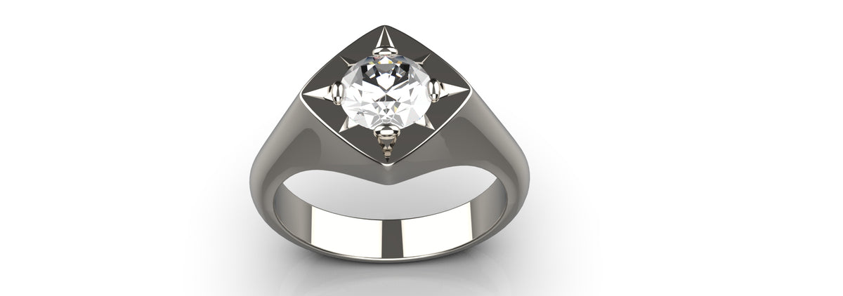 1ct Round Stone Star Set Ring (MENS-004)