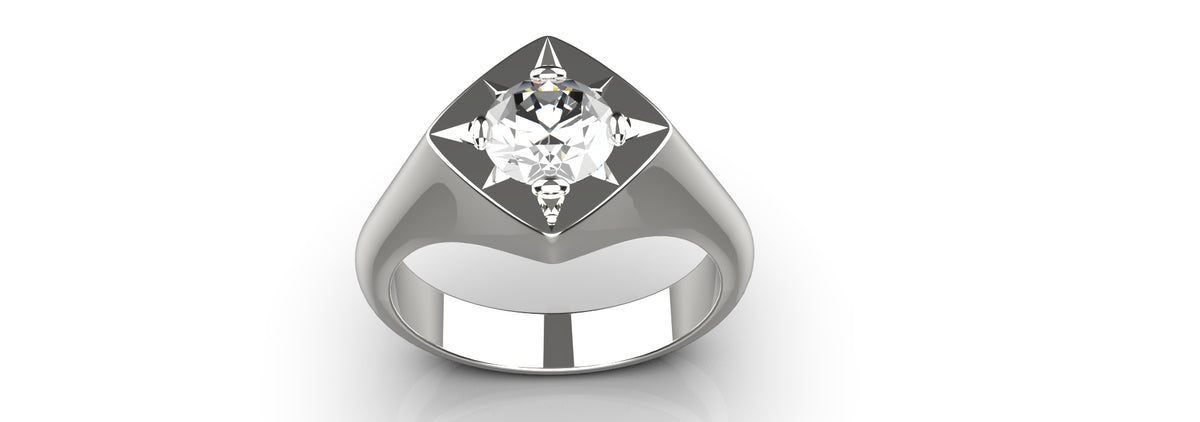 1ct Round Stone Star Set Ring (MENS-004)