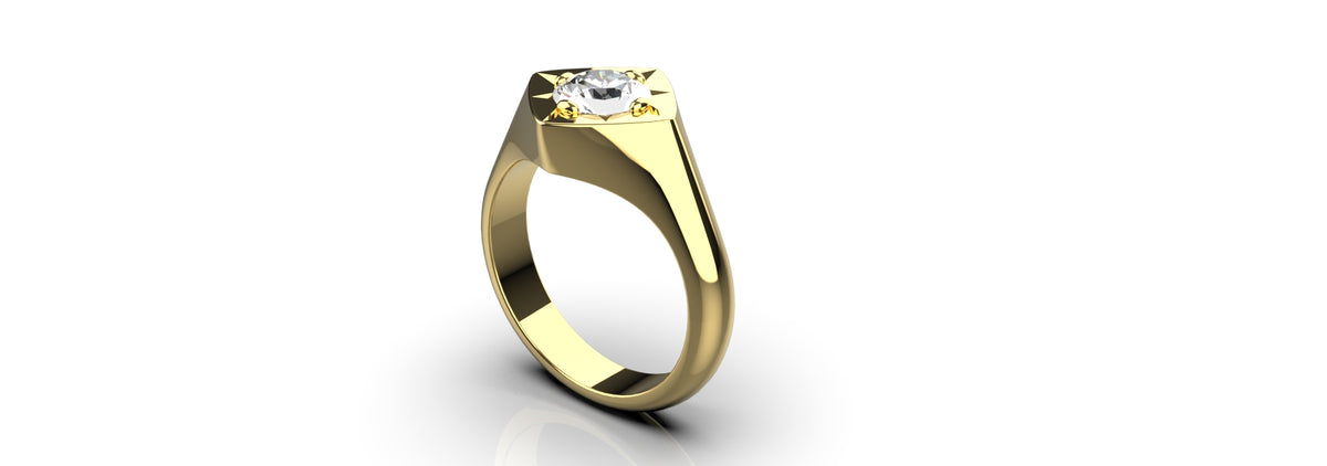 1ct Round Stone Star Set Ring (MENS-004)