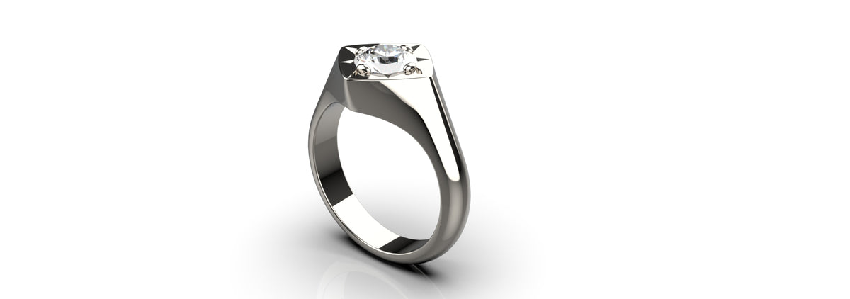 1ct Round Stone Star Set Ring (MENS-004)