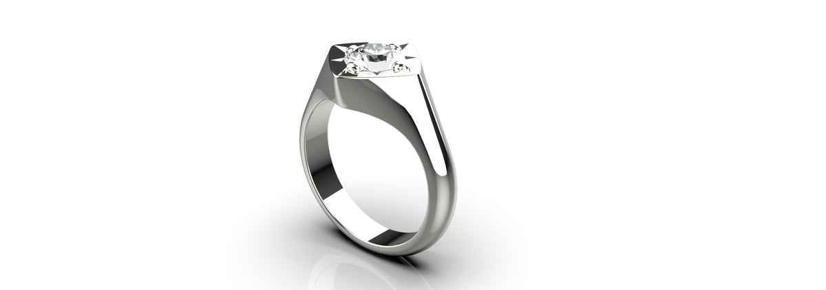 1ct Round Stone Star Set Ring (MENS-004)
