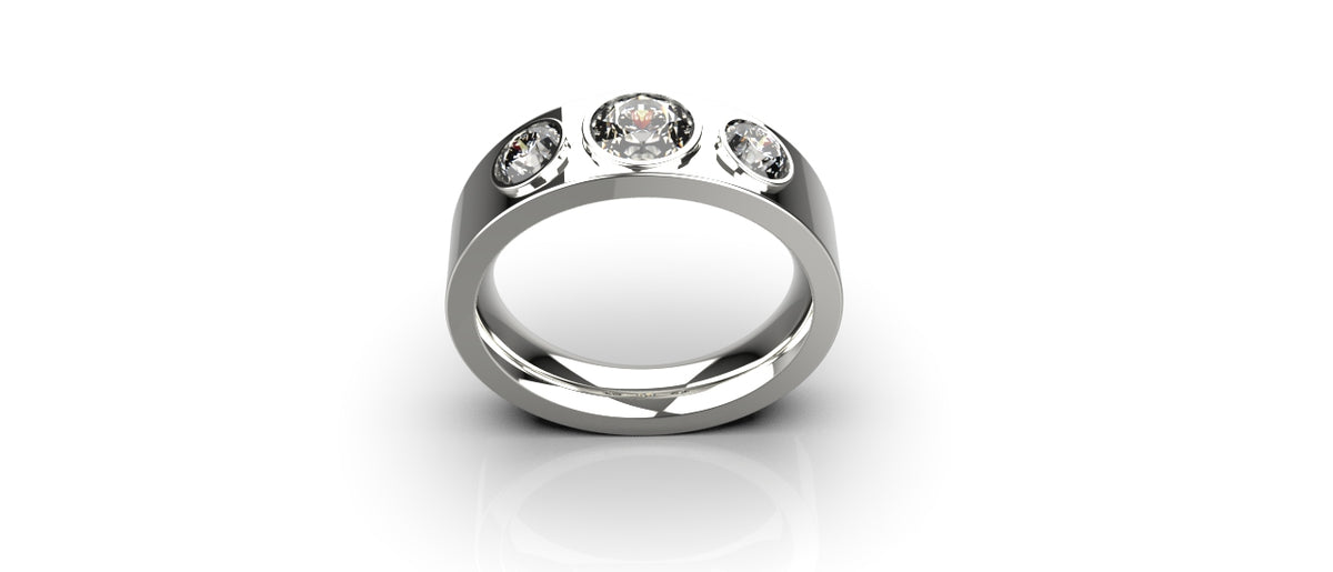 1ct Centre Stone With 0.5ct Side Stones Wedding Band (WED-005)