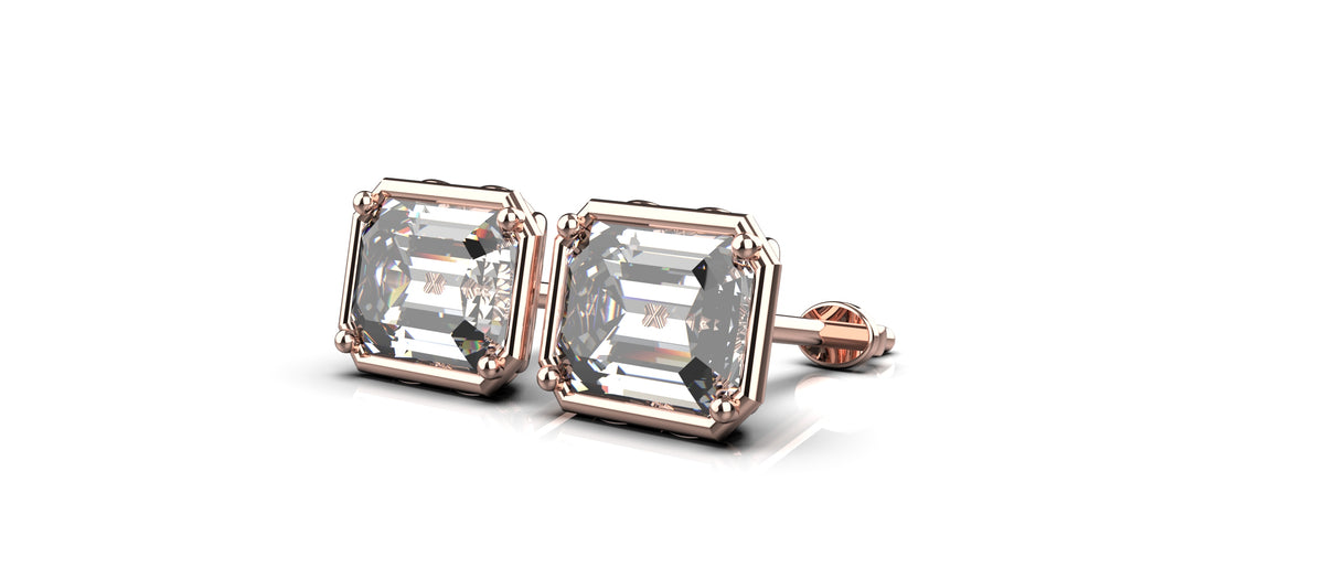2 x 0.5ct Emerald Cut Infinity Detail Earrings (EAR-011)