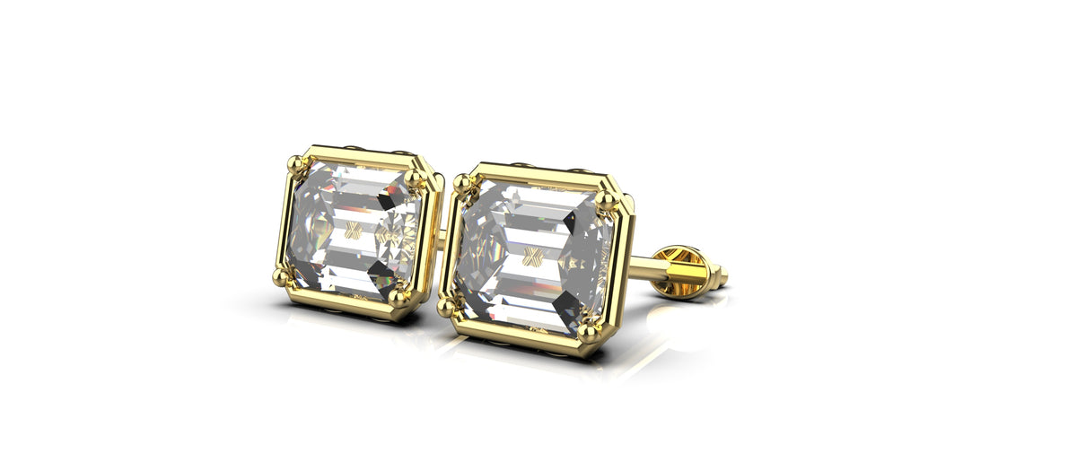 2 x 0.5ct Emerald Cut Infinity Detail Earrings (EAR-011)