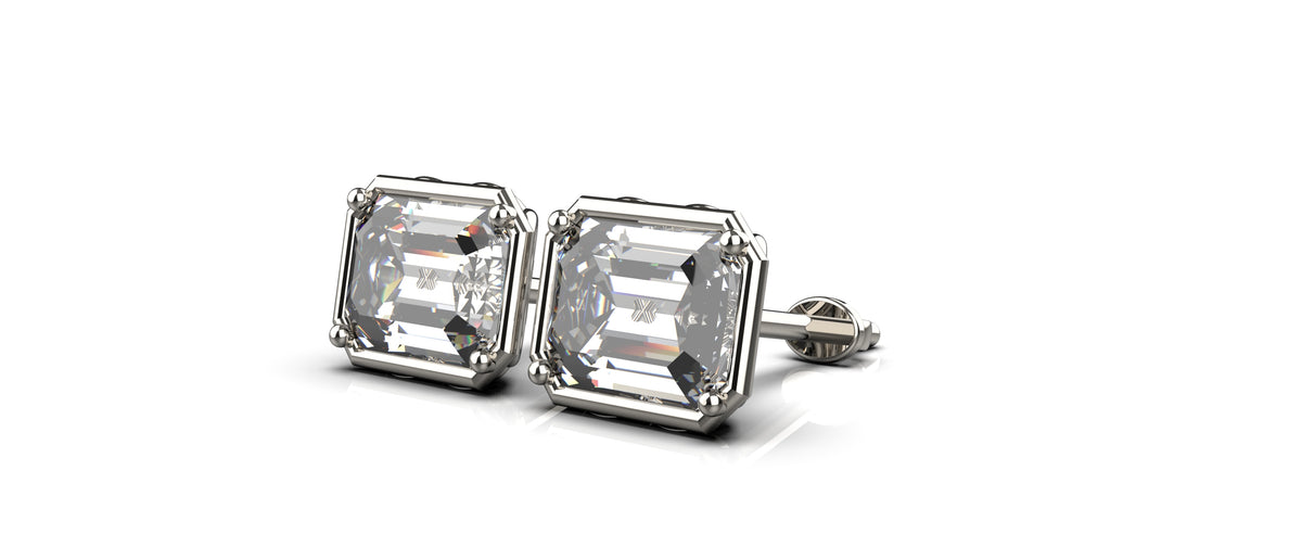 2 x 0.5ct Emerald Cut Infinity Detail Earrings (EAR-011)