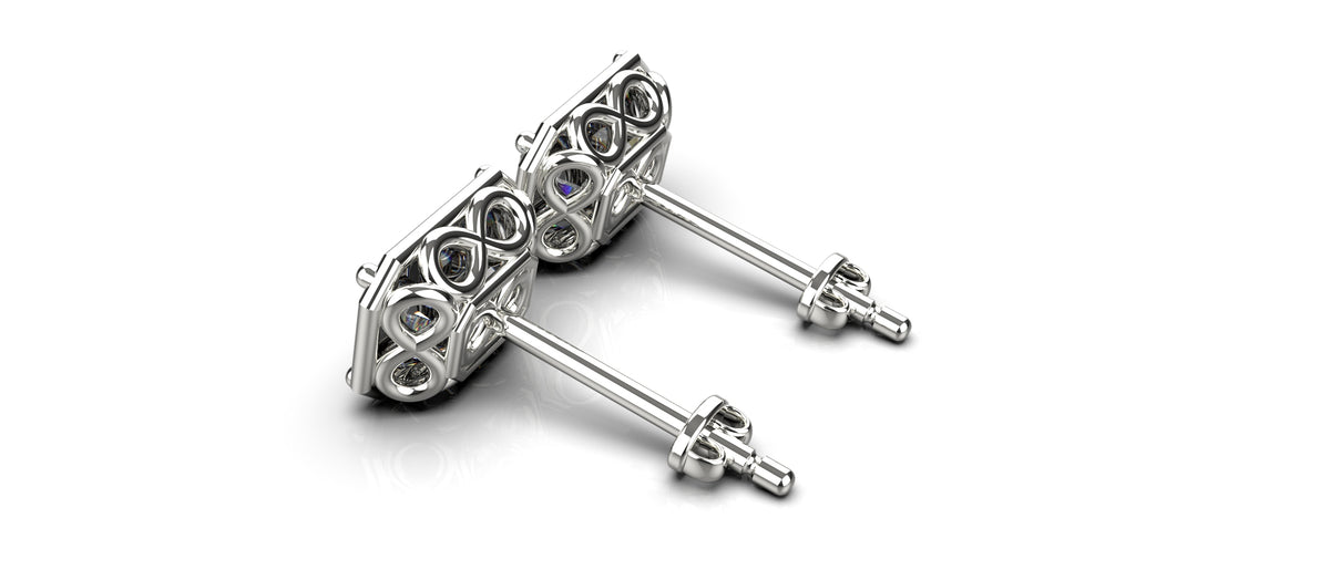 2 x 0.5ct Emerald Cut Infinity Detail Earrings (EAR-011)