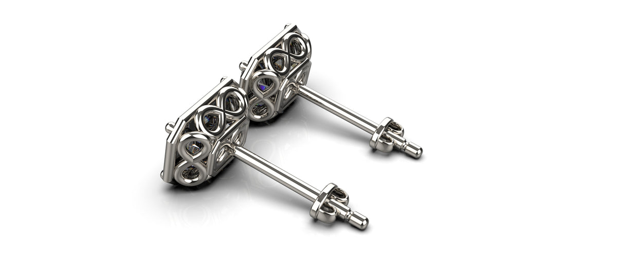 2 x 0.5ct Emerald Cut Infinity Detail Earrings (EAR-011)