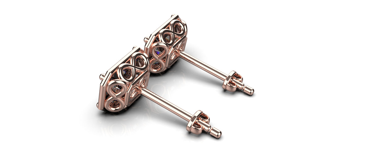2 x 0.5ct Emerald Cut Infinity Detail Earrings (EAR-011)