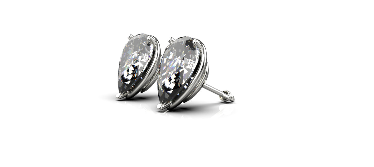 2 x 0.3ct Pear Shape Stone Earrings (EAR-014)