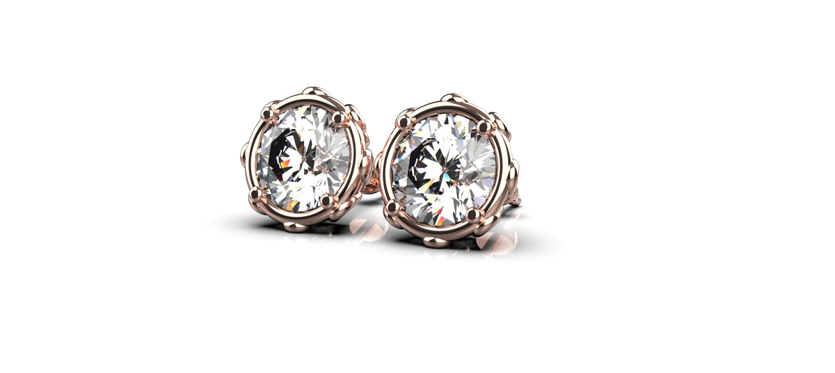 2 x 1ct Round Stone Infinity Detail Earrings (EAR-018)