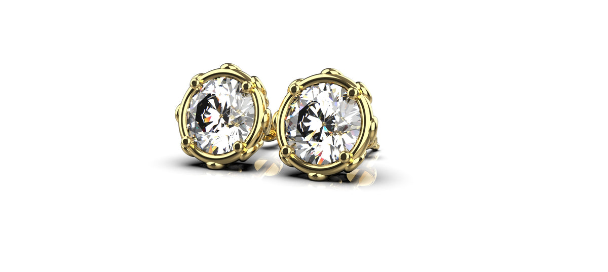 2 x 1ct Round Stone Infinity Detail Earrings (EAR-018)