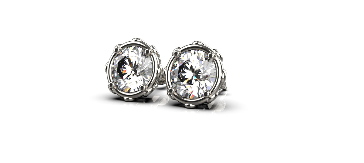 2 x 1ct Round Stone Infinity Detail Earrings (EAR-018)