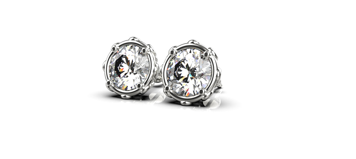 2 x 1ct Round Stone Infinity Detail Earrings (EAR-018)