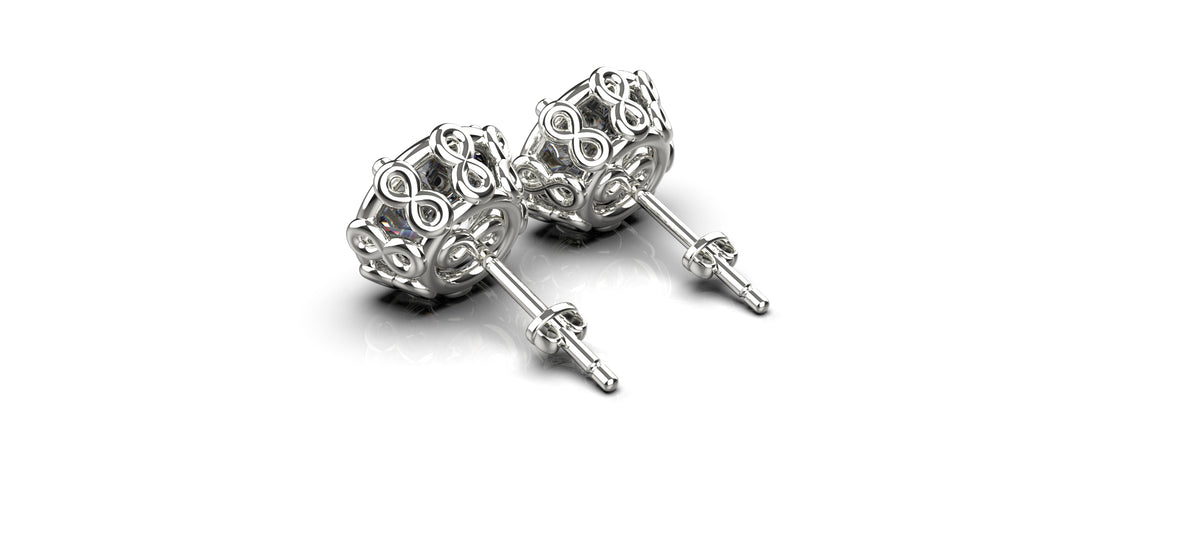 2 x 1ct Round Stone Infinity Detail Earrings (EAR-018)
