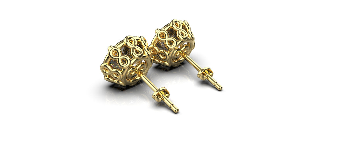 2 x 1ct Round Stone Infinity Detail Earrings (EAR-018)