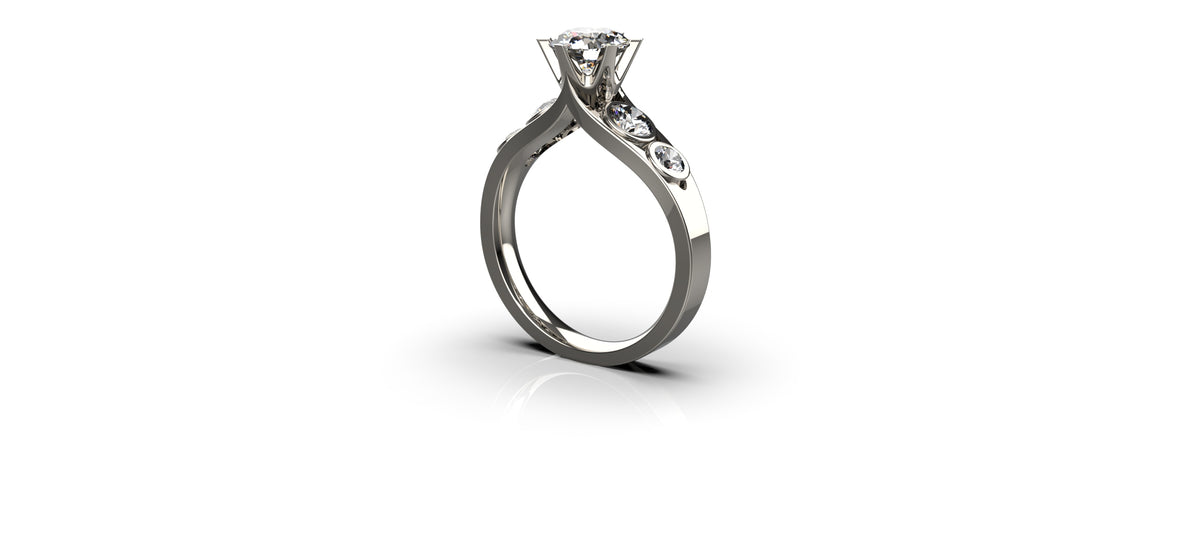 5 Stone Engagement Ring 1ct Stone with 0.1ct Stones (ENG-004)