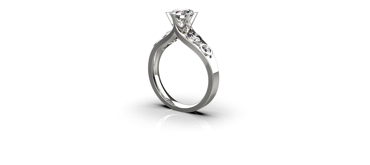 5 Stone Engagement Ring 1ct Stone with 0.1ct Stones (ENG-004)