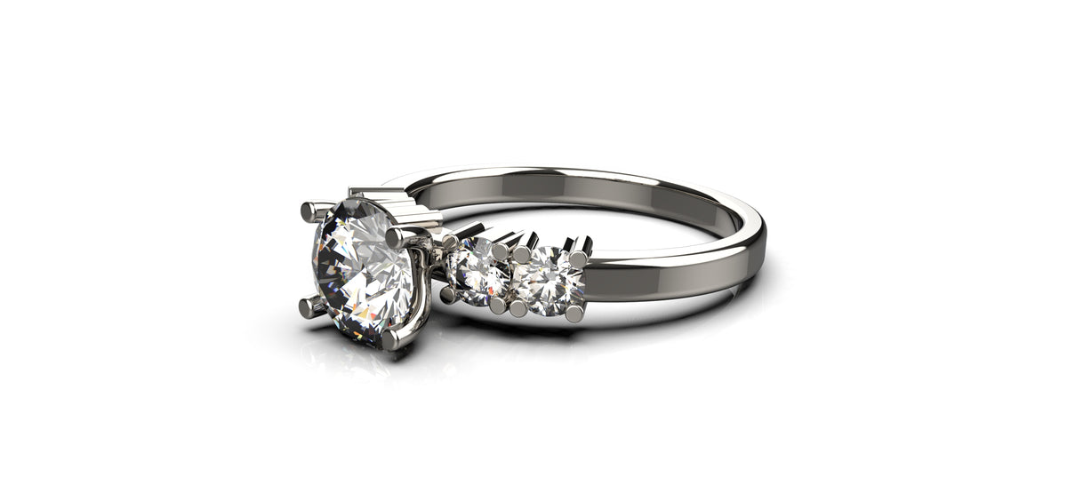 5 Stone Engagement Ring 1ct Stone with 0.1ct Stones (ENG-004)