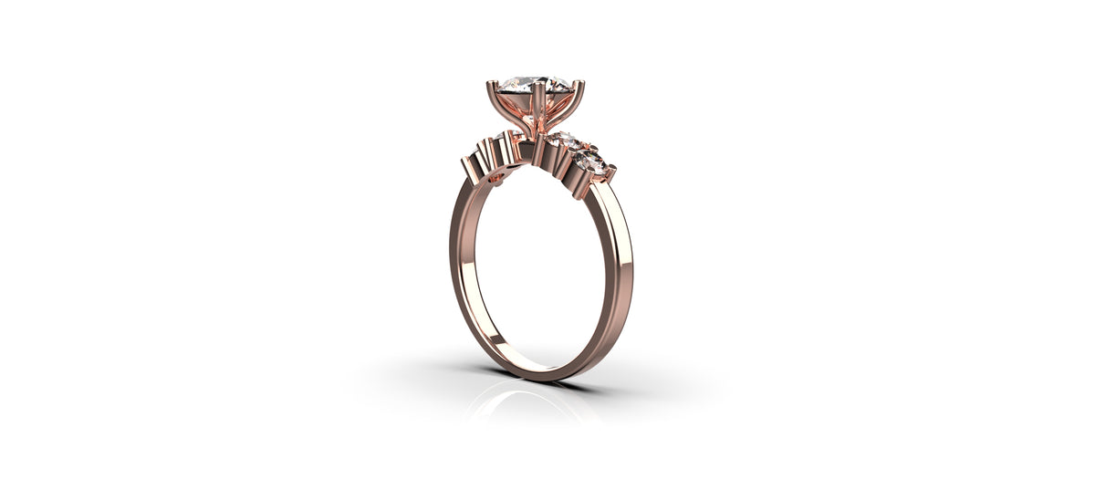 5 Stone Engagement Ring 1ct Stone with 0.1ct Stones (ENG-004)