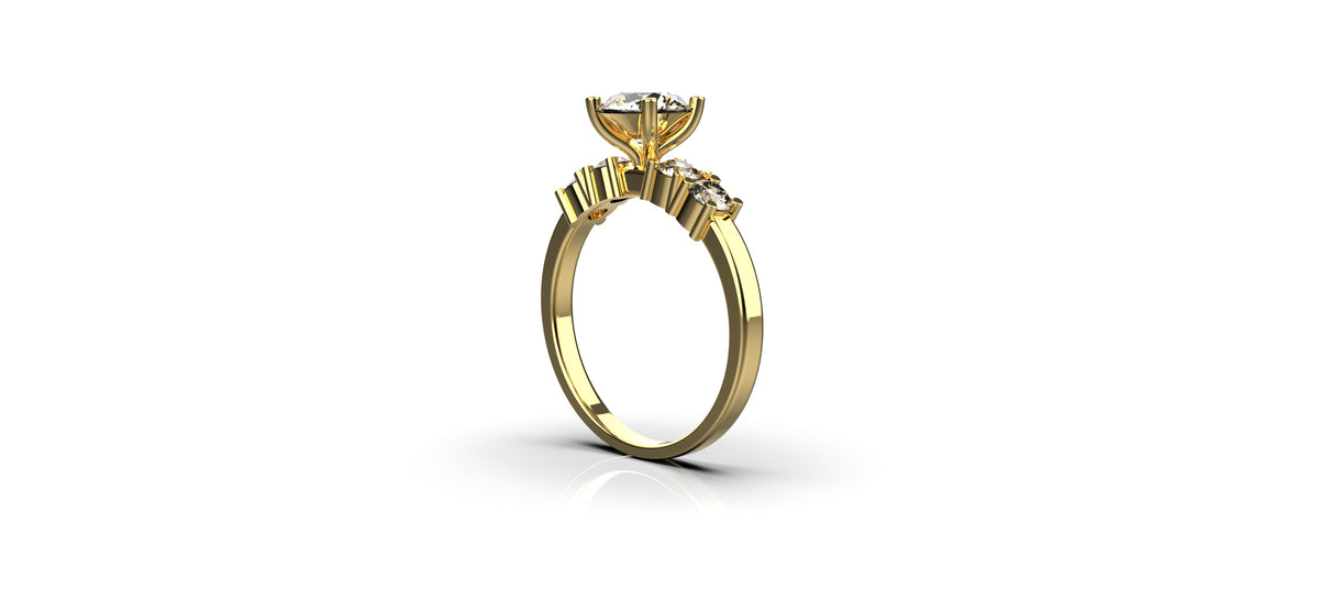 5 Stone Engagement Ring 1ct Stone with 0.1ct Stones (ENG-004)