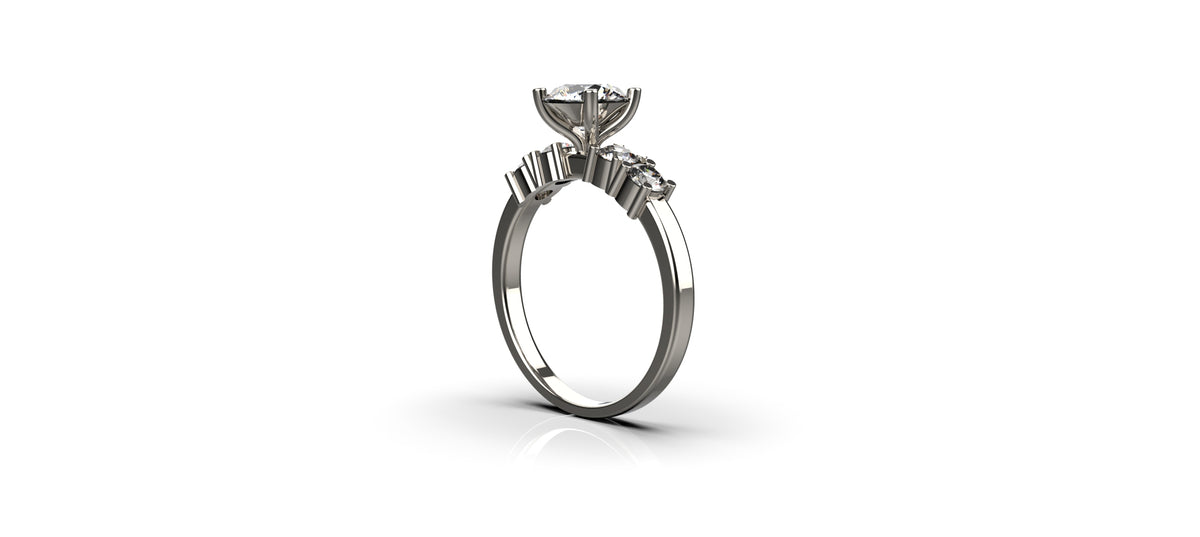 5 Stone Engagement Ring 1ct Stone with 0.1ct Stones (ENG-004)