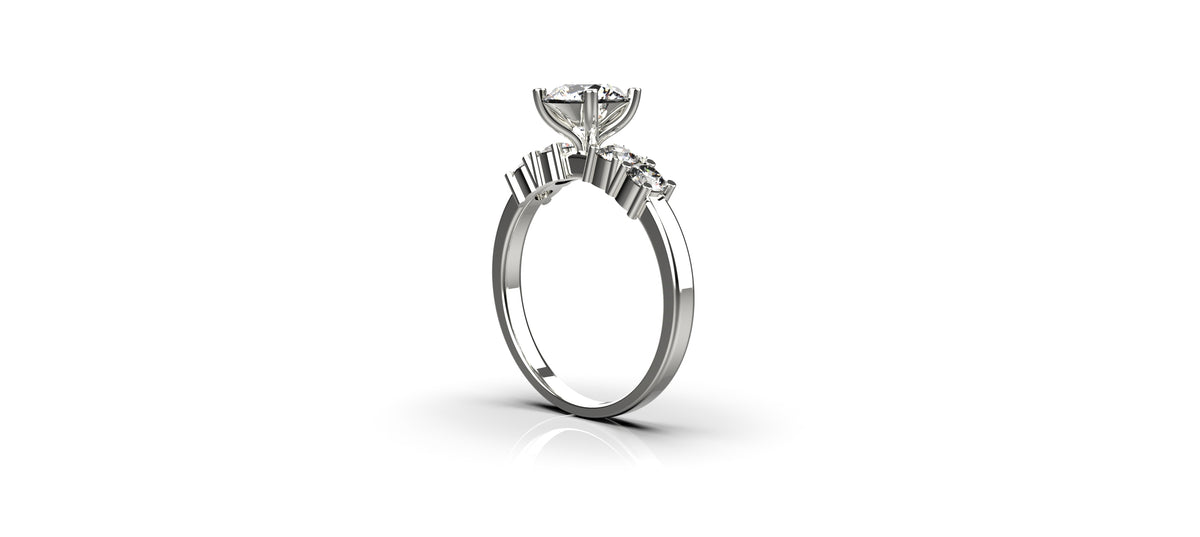 5 Stone Engagement Ring 1ct Stone with 0.1ct Stones (ENG-004)