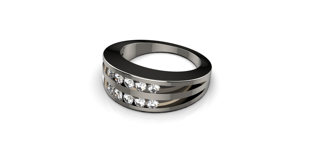 10 Stone Tension Set Engagement Ring (ENG-011)