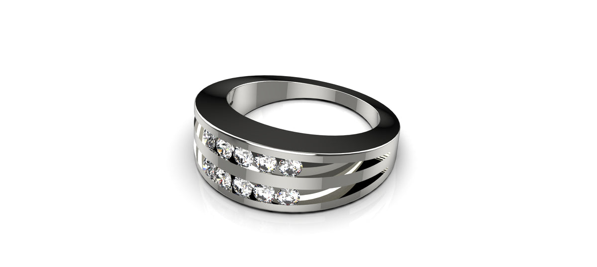 10 Stone Tension Set Engagement Ring (ENG-011)