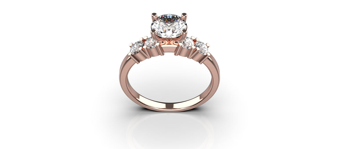 5 Stone Engagement Ring 1ct Stone with 0.1ct Stones (ENG-004)