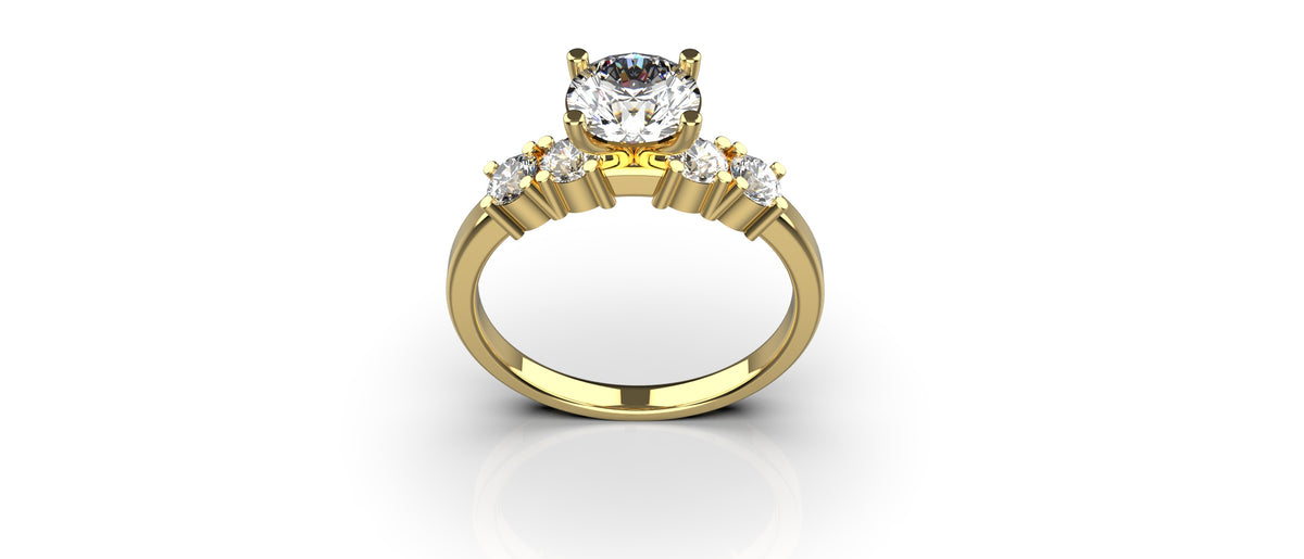 5 Stone Engagement Ring 1ct Stone with 0.1ct Stones (ENG-004)