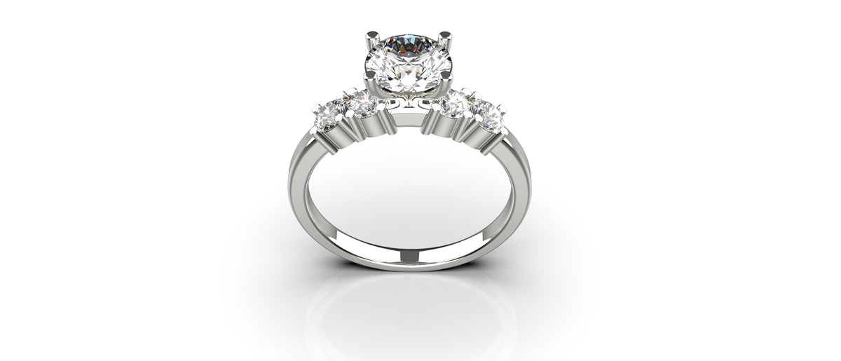5 Stone Engagement Ring 1ct Stone with 0.1ct Stones (ENG-004)