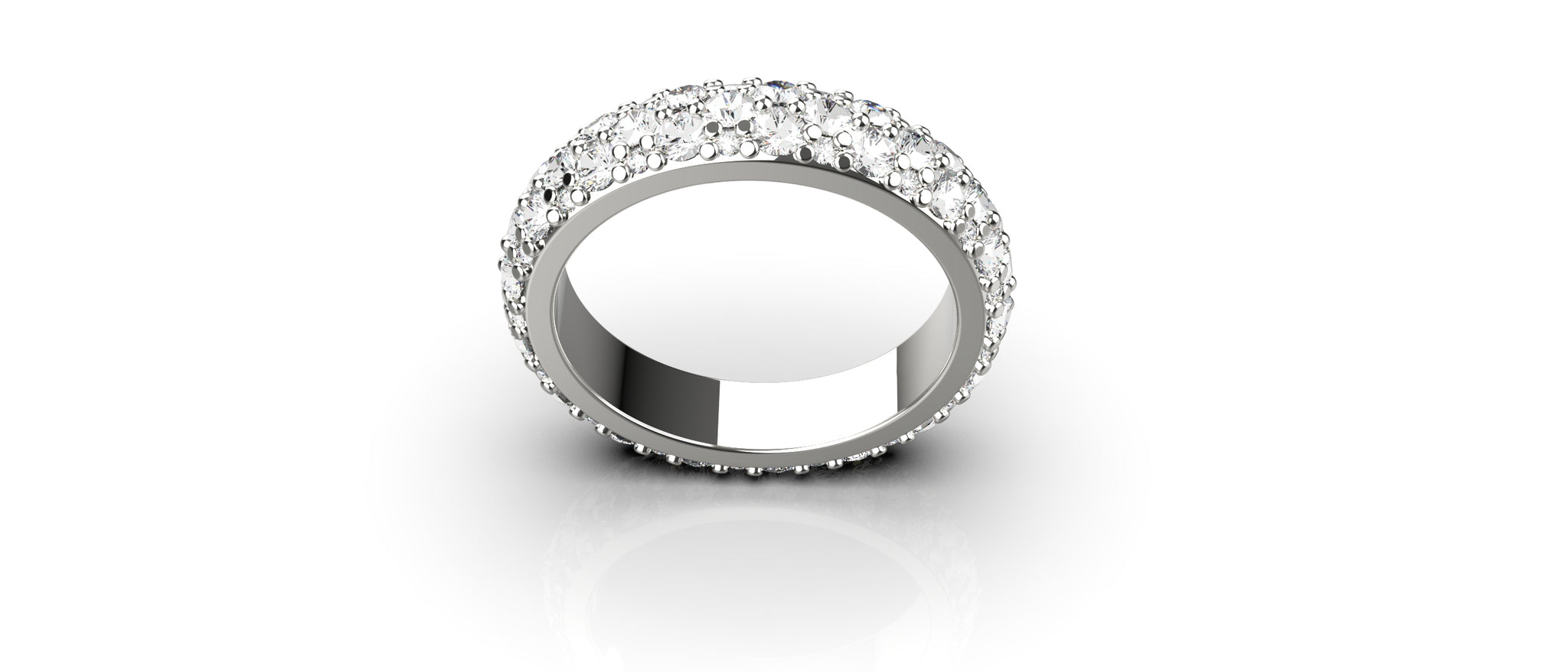 Round Brilliant Cut Diamond Pave Set Eternity Ring In 14k Yellow Gold –  RockHer.com